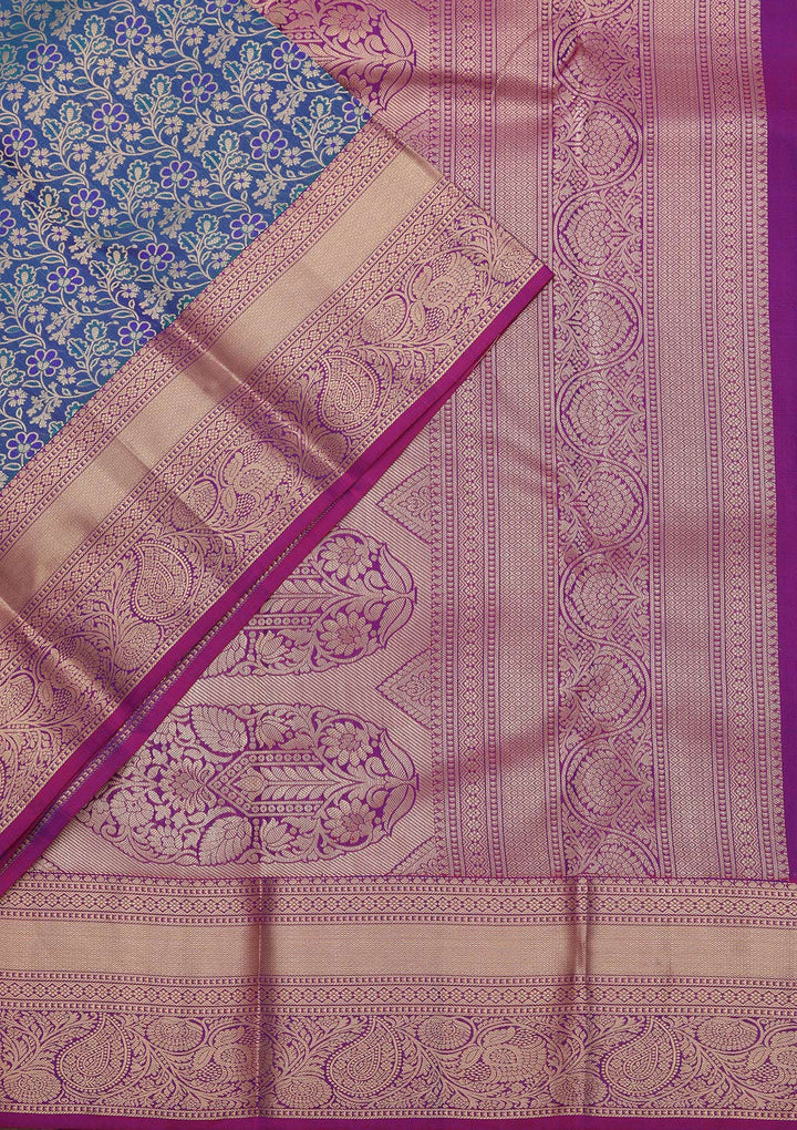 Royal Blue Zariwork Pure Silk Saree