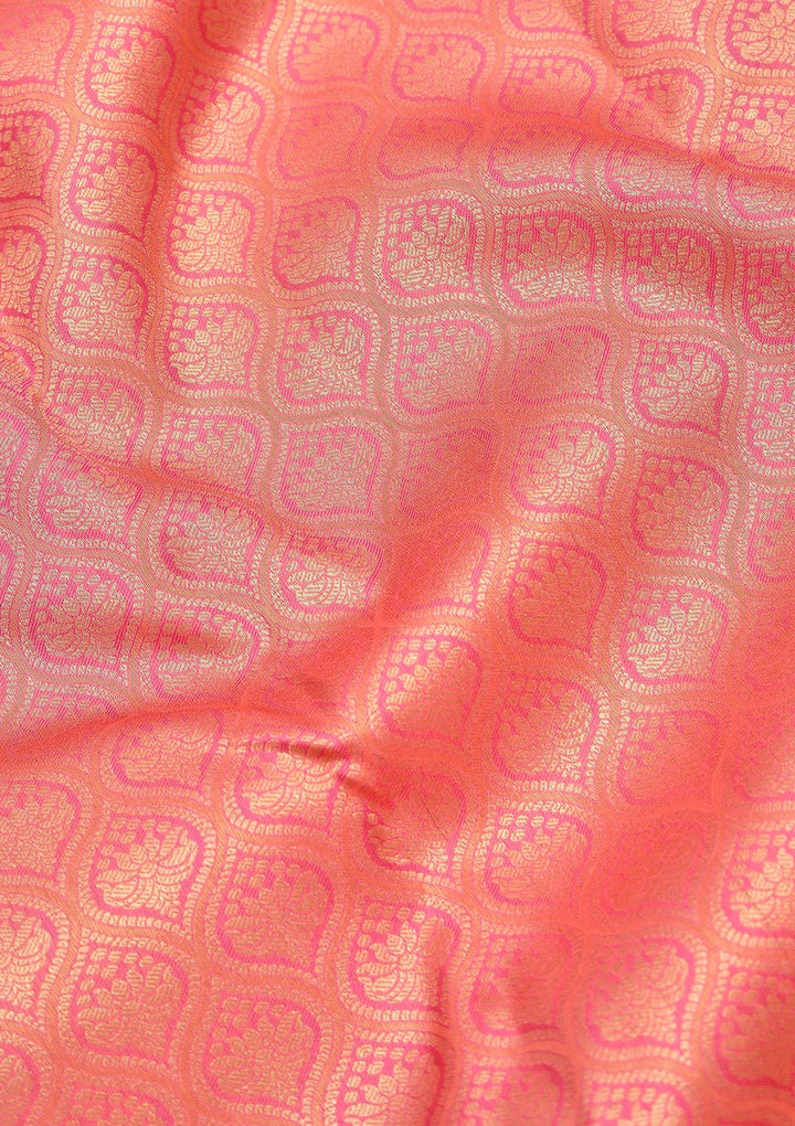 Peach Zariwork Pure Silk Saree