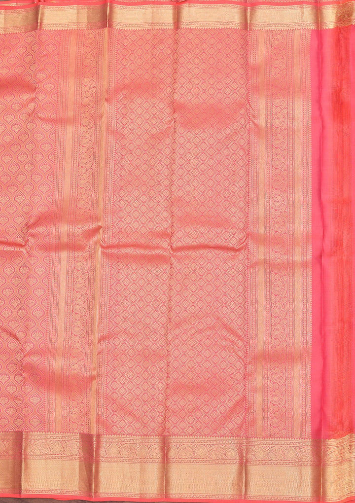 Peach Zariwork Pure Silk Saree
