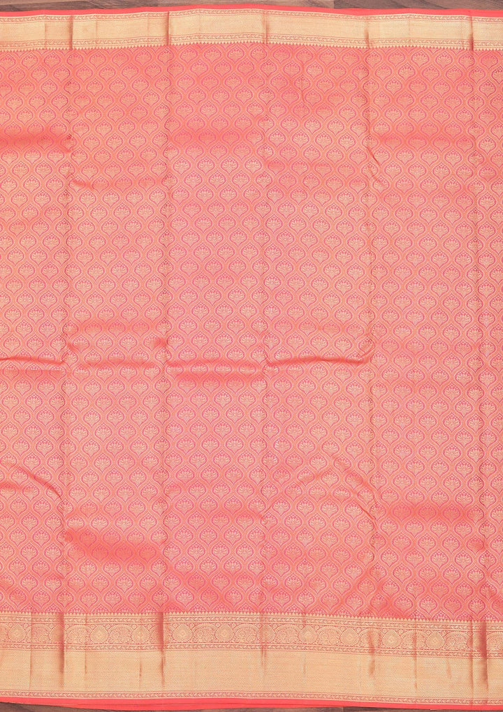 Peach Zariwork Pure Silk Saree