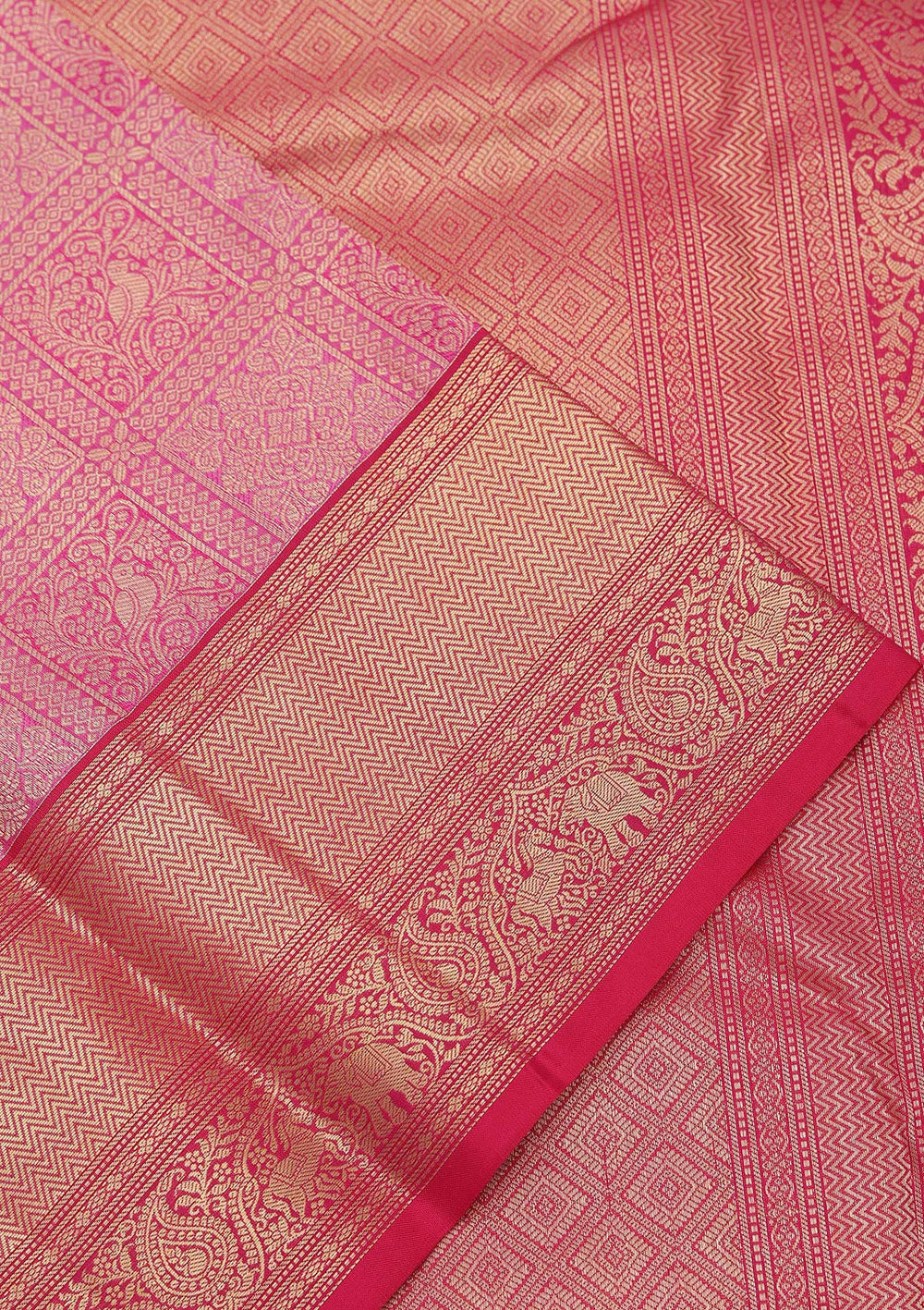 Onion Pink Zariwork Pure Silk Saree-koskii