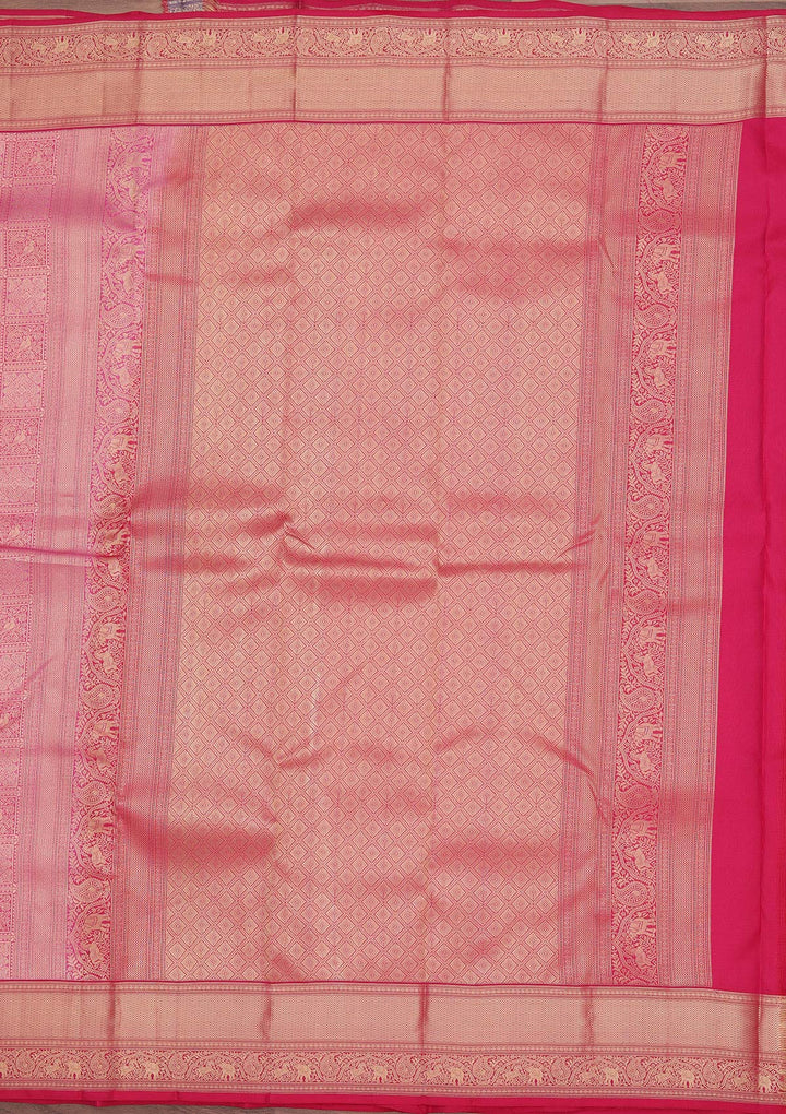 Onion Pink Zariwork Pure Silk Saree-koskii