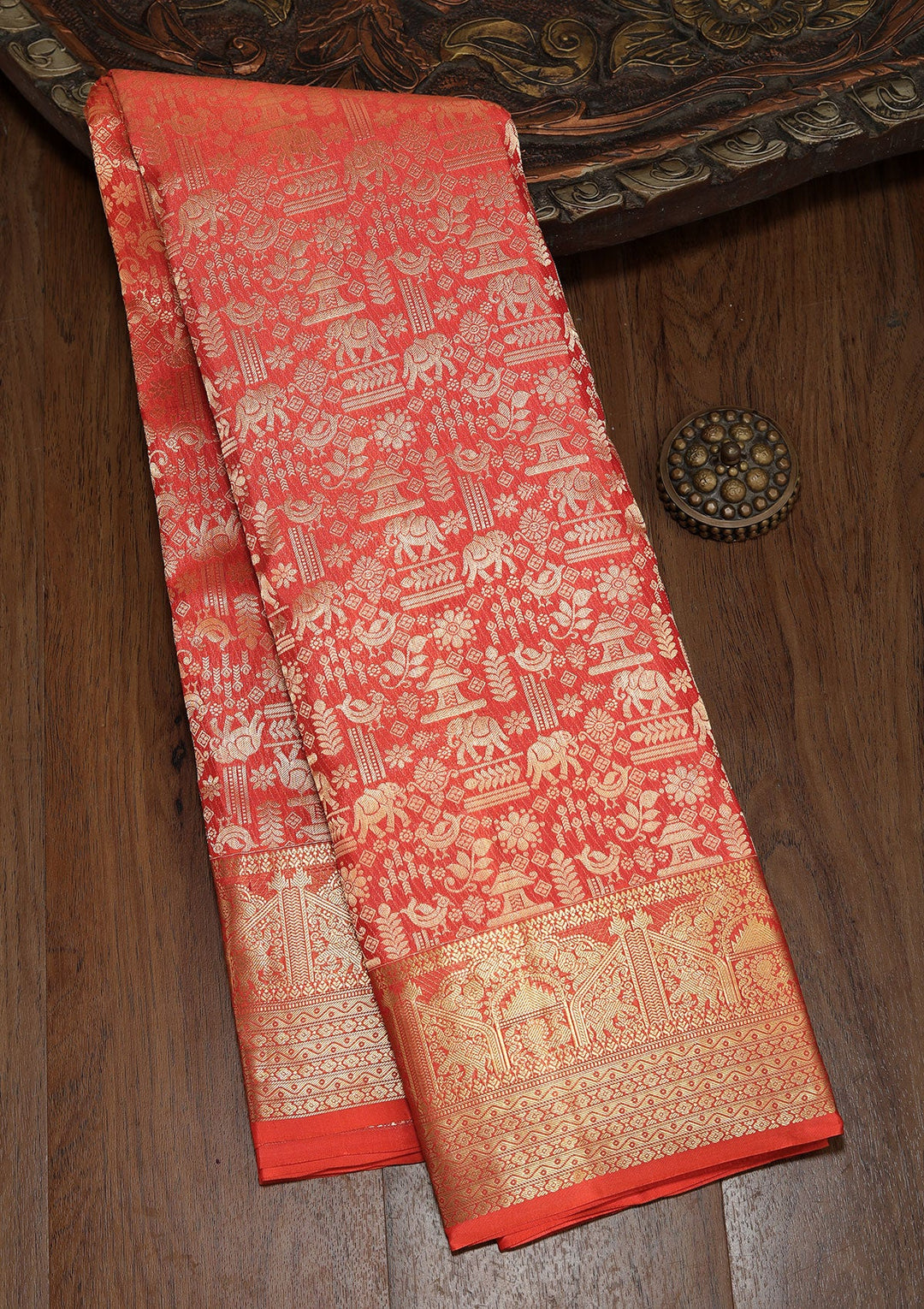 Red Zariwork Pure Silk Saree-koskii