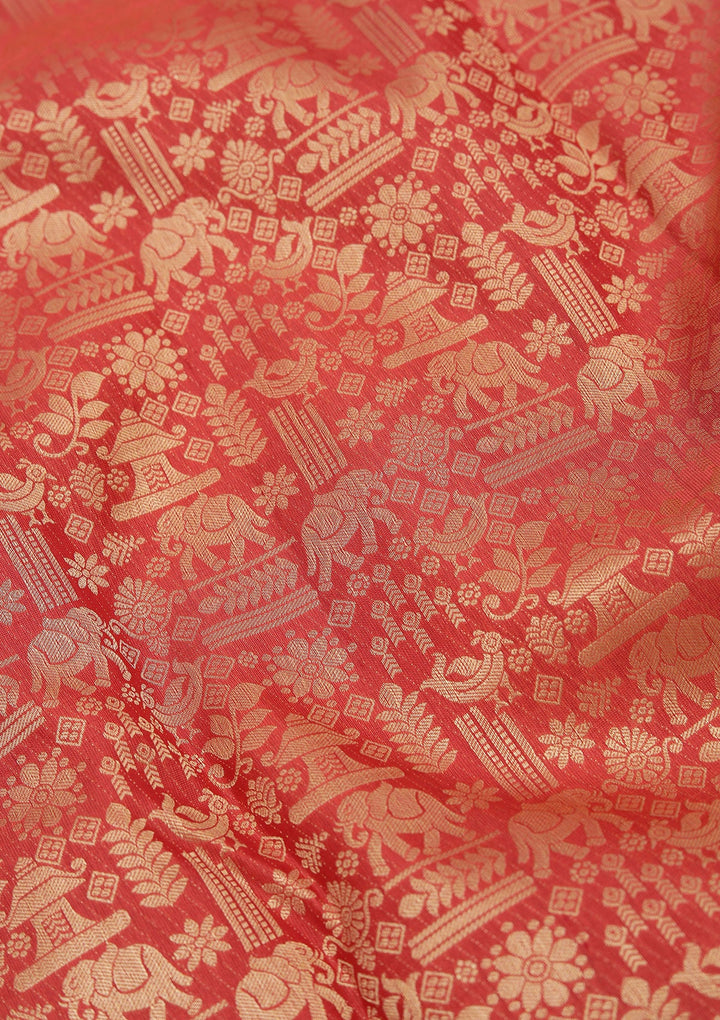 Red Zariwork Pure Silk Saree-koskii