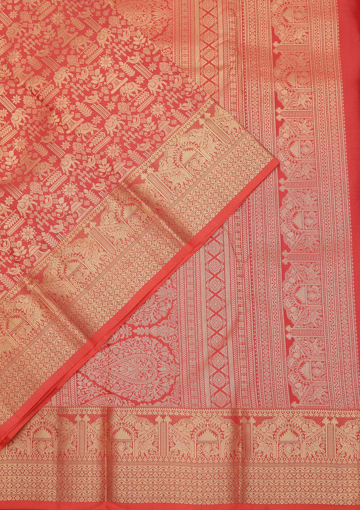 Red Zariwork Pure Silk Saree-koskii