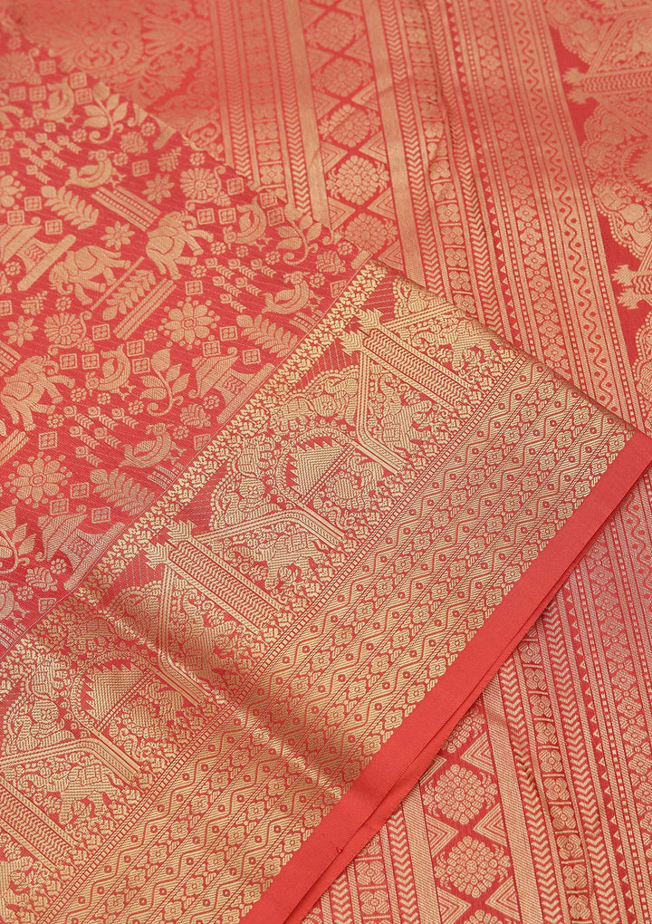 Red Zariwork Pure Silk Saree-koskii