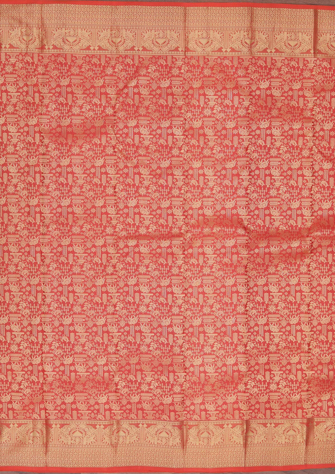 Red Zariwork Pure Silk Saree-koskii