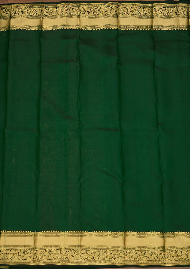 Bottle Green Zariwork (Gold) Silk Silk Saree