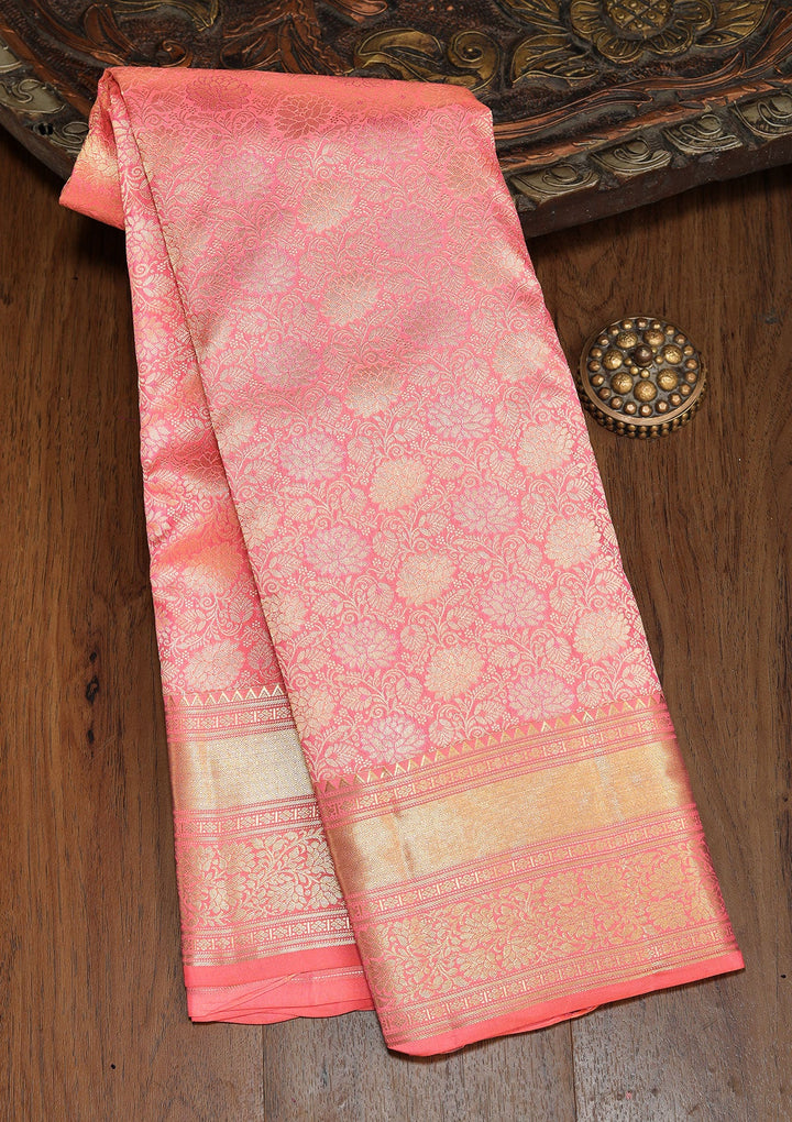 Onion Pink Zariwork Pure Silk Saree-koskii
