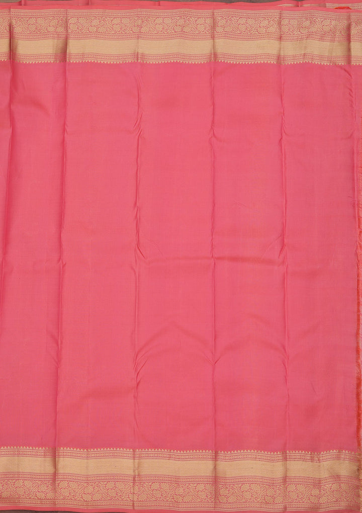 Onion Pink Zariwork Pure Silk Saree-koskii