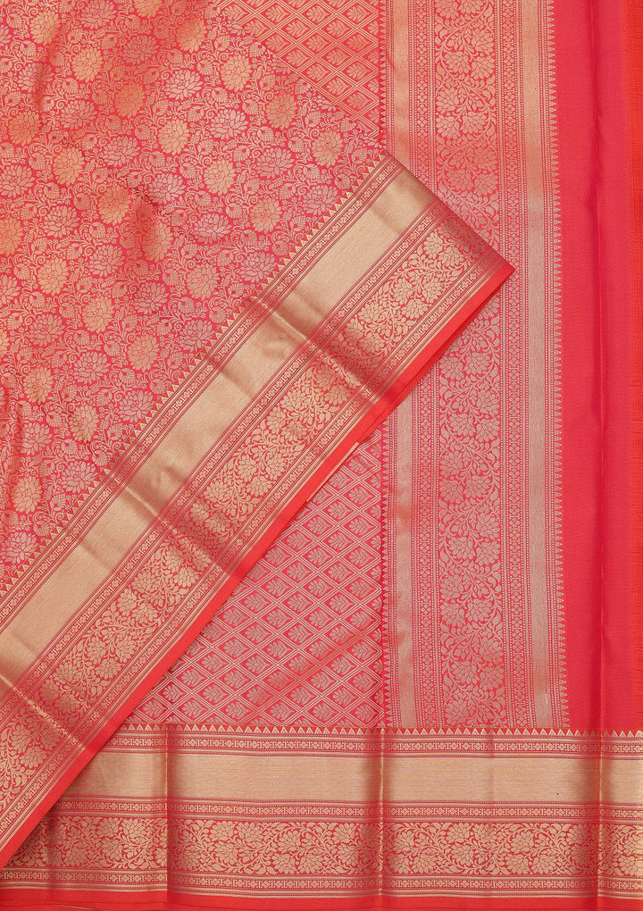 Red Zariwork Pure Silk Saree-koskii