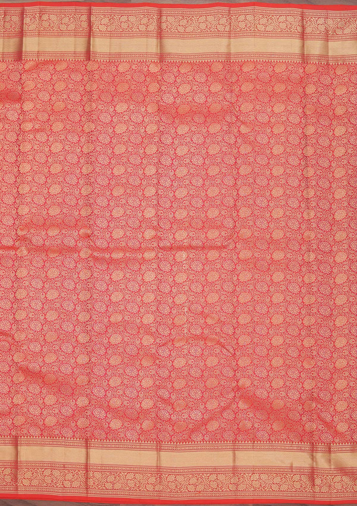 Red Zariwork Pure Silk Saree-koskii