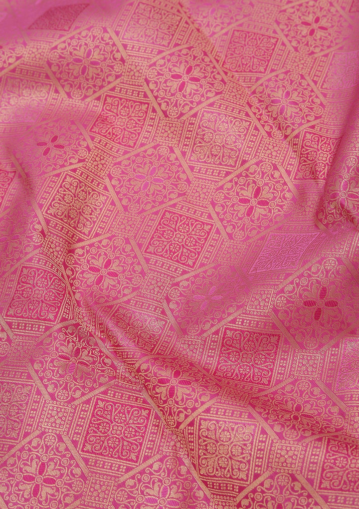 Onion Pink Zariwork Pure Silk Saree