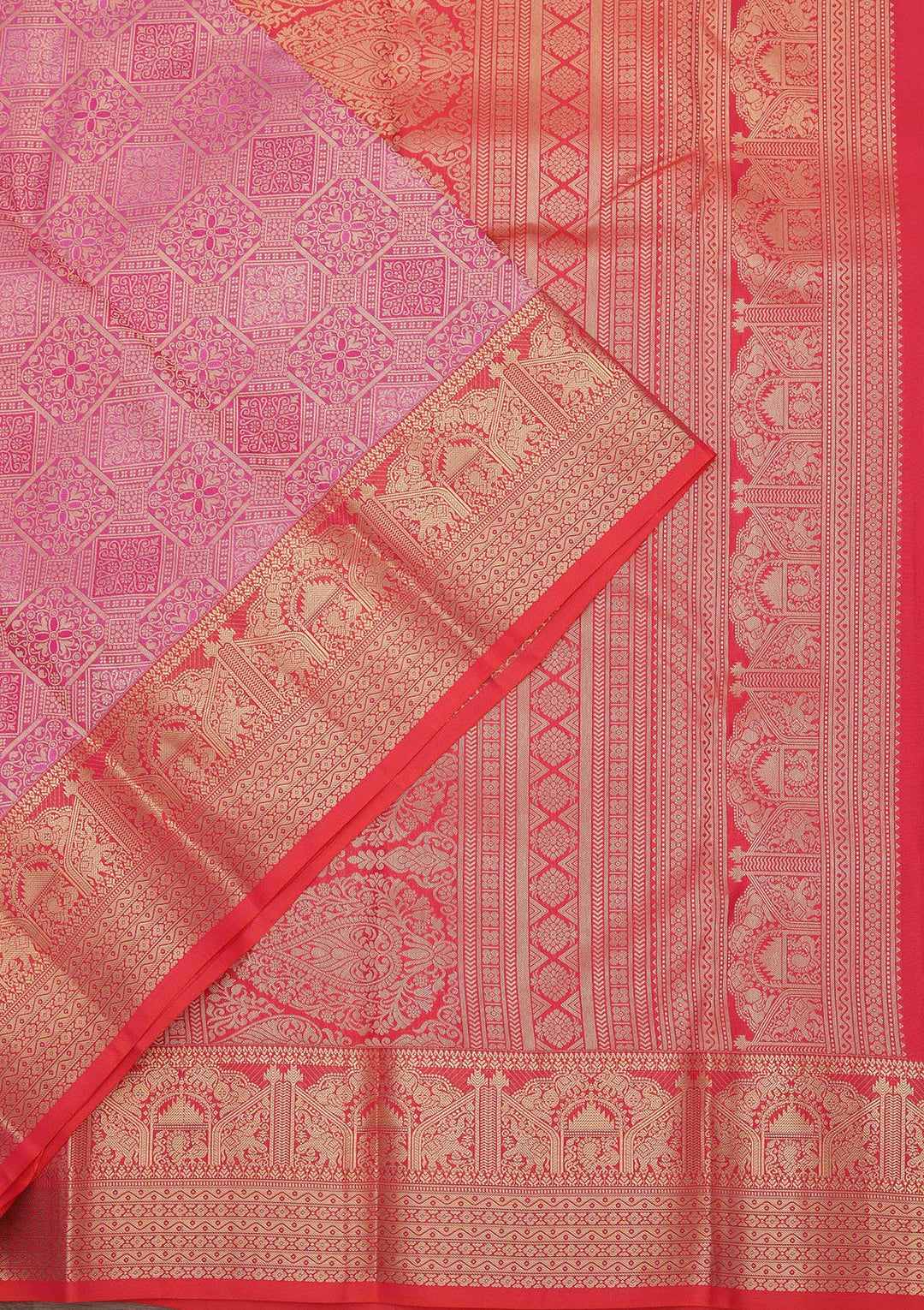 Onion Pink Zariwork Pure Silk Saree