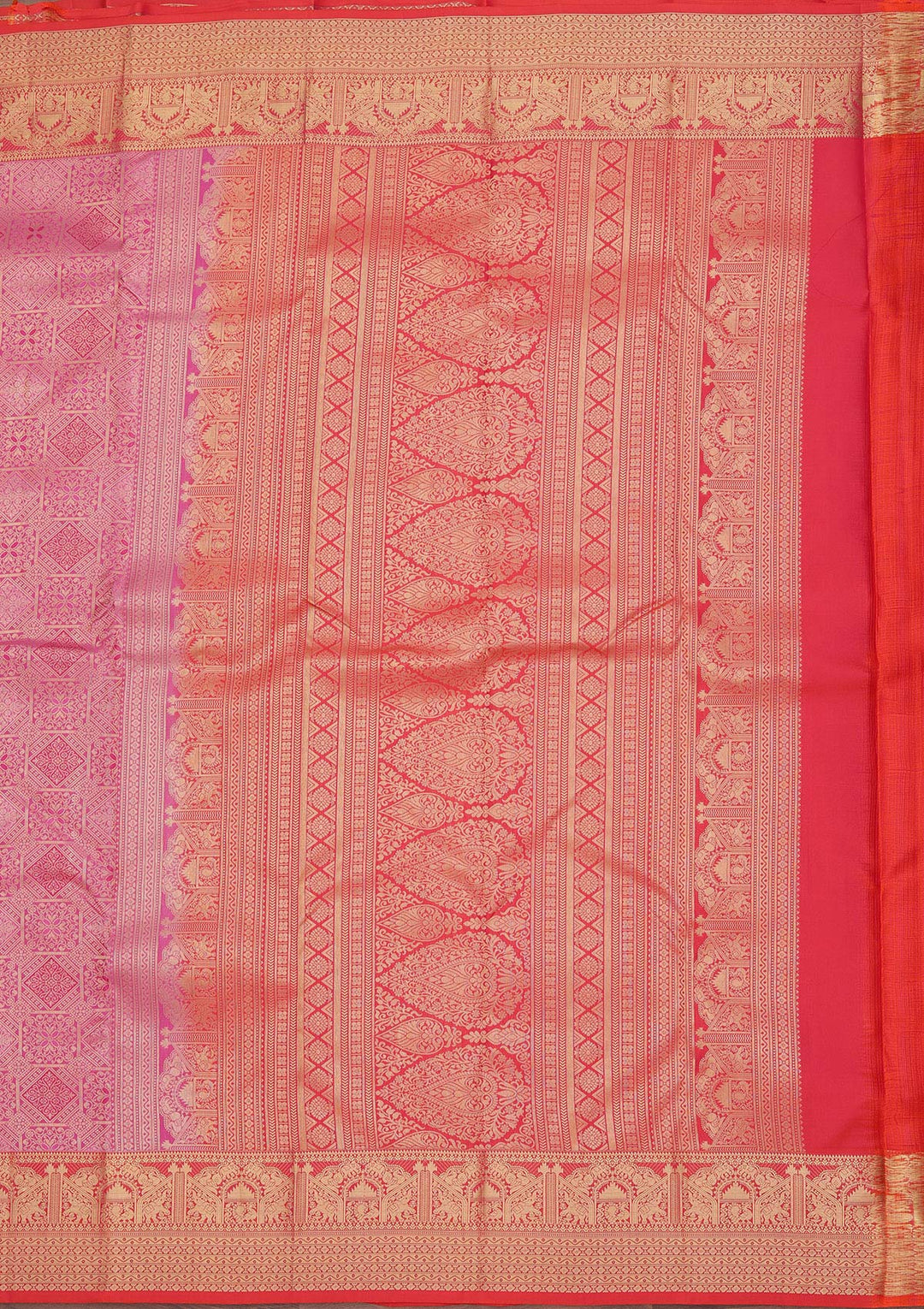 Onion Pink Zariwork Pure Silk Saree