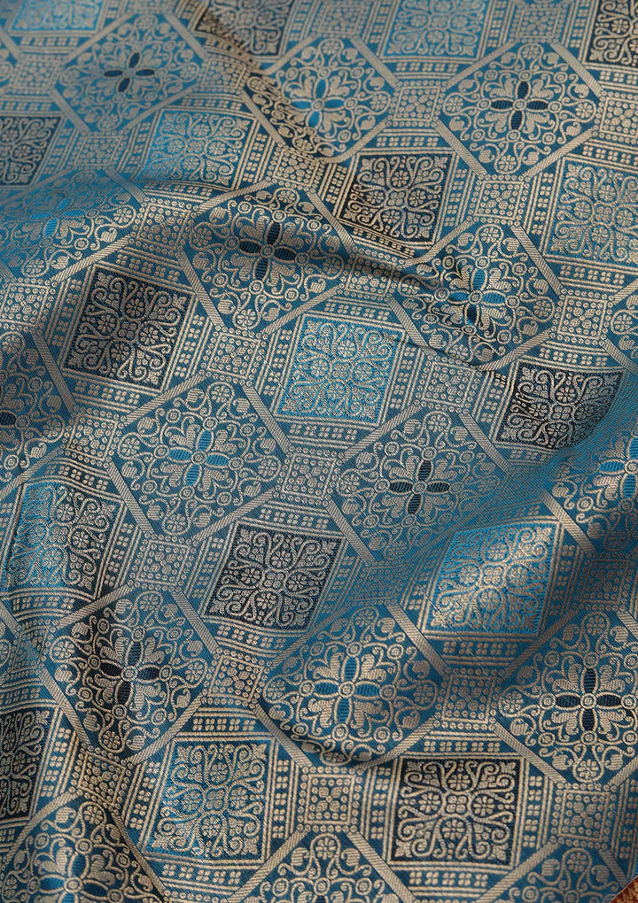 Peacock Green Zariwork Pure Silk Saree-koskii