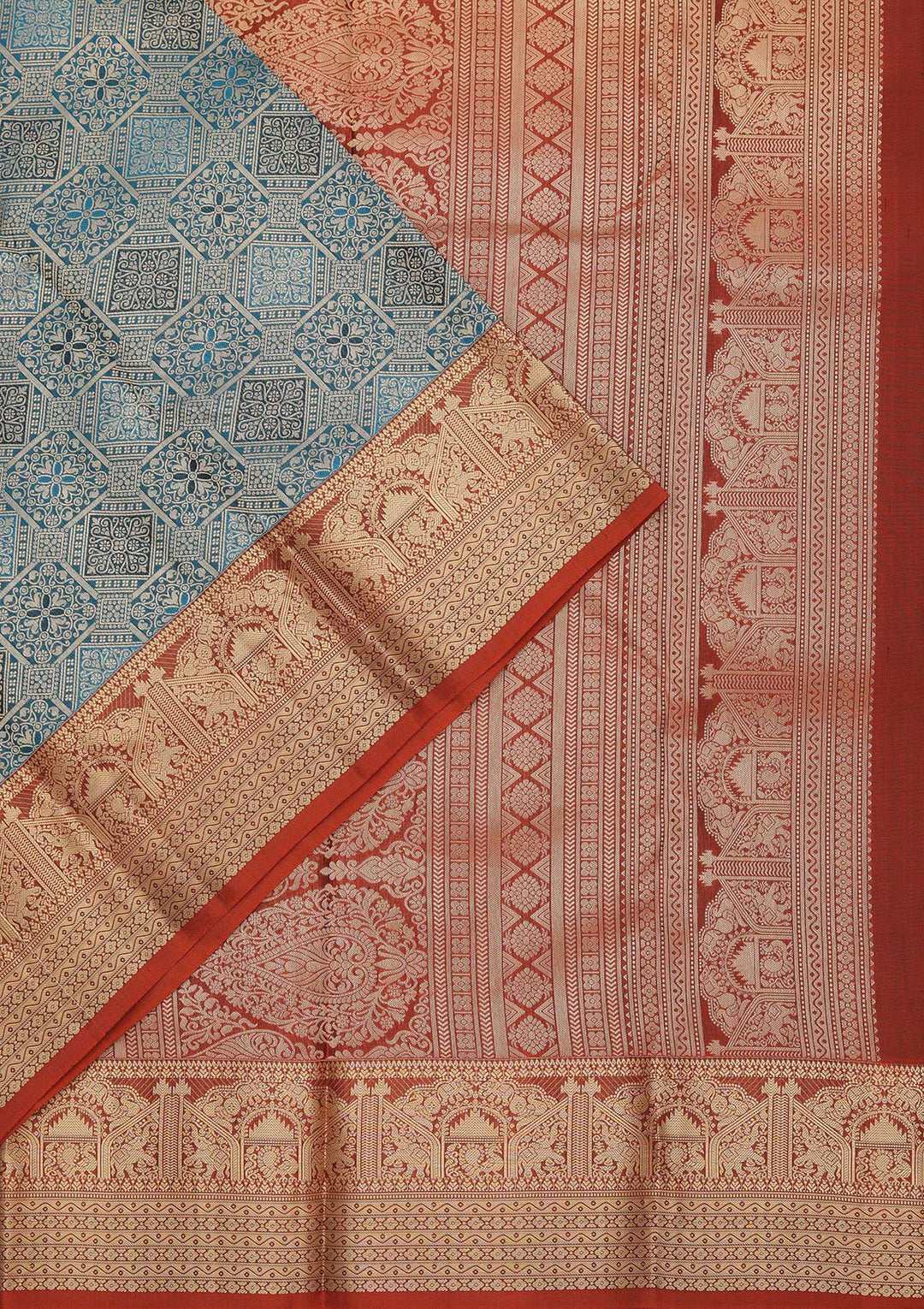 Peacock Green Zariwork Pure Silk Saree-koskii