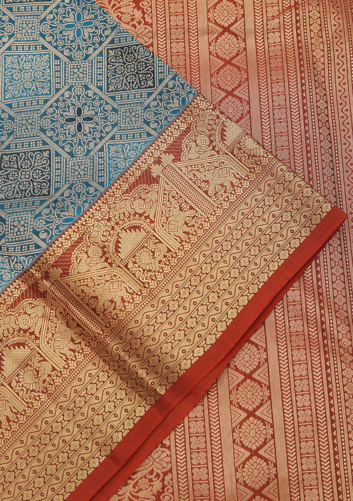 Peacock Green Zariwork Pure Silk Saree-koskii