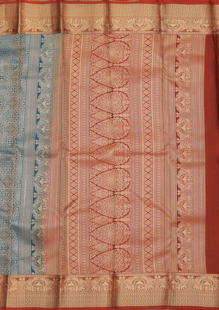 Peacock Green Zariwork Pure Silk Saree-koskii