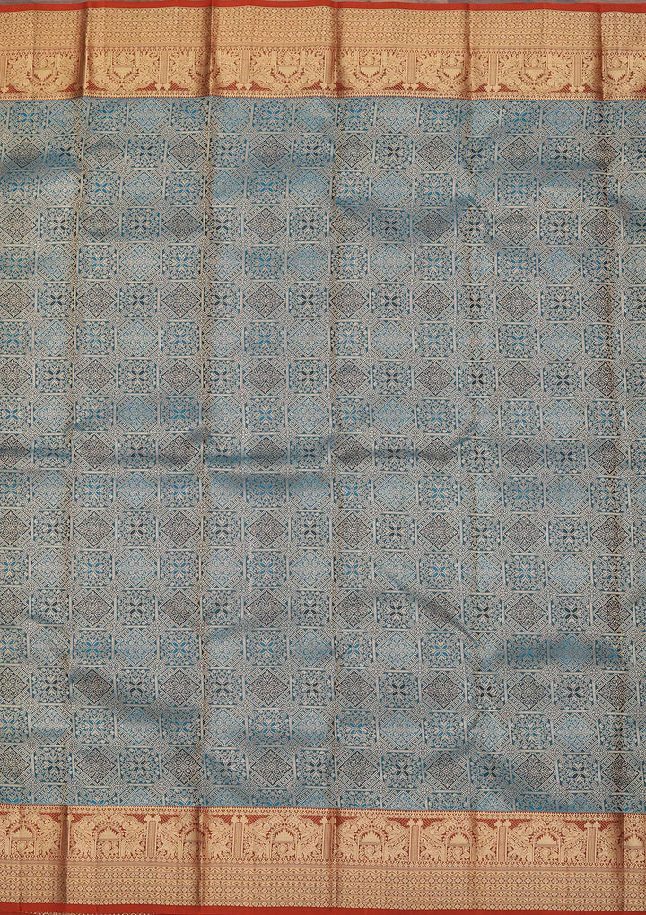 Peacock Green Zariwork Pure Silk Saree-koskii