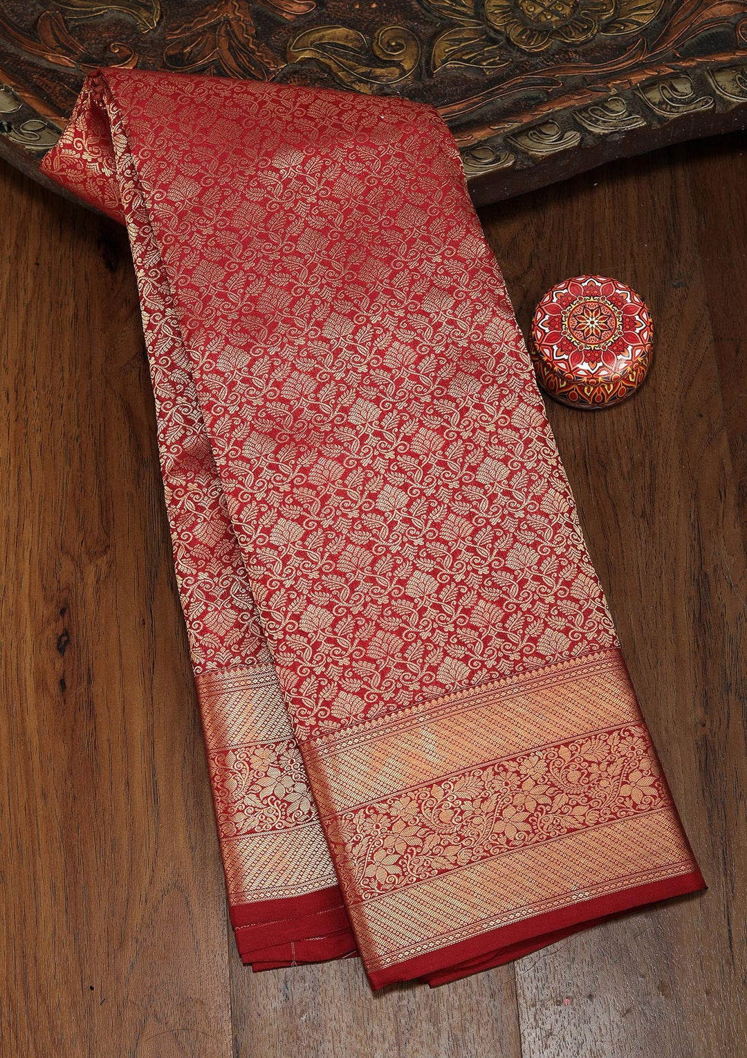 Maroon Zariwork Pure Silk Saree-koskii