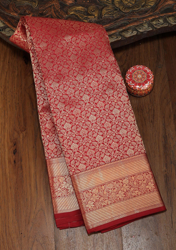 Maroon Zariwork Pure Silk Saree-koskii