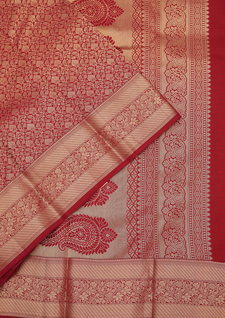 Maroon Zariwork Pure Silk Saree-koskii
