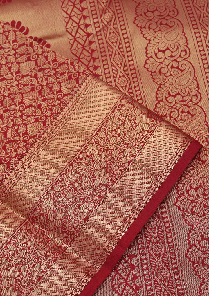 Maroon Zariwork Pure Silk Saree-koskii