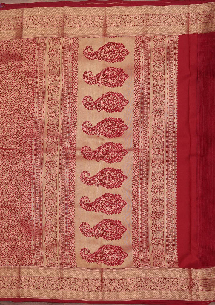 Maroon Zariwork Pure Silk Saree-koskii