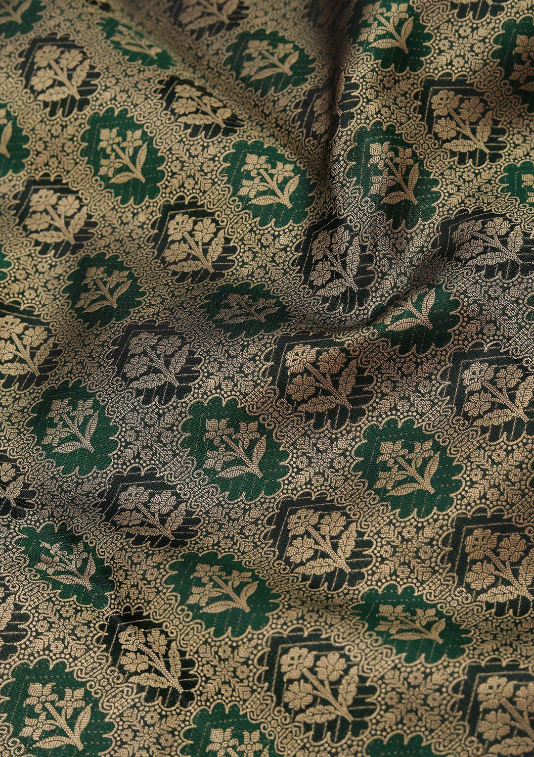 Bottle Green Zariwork Pure Silk Saree-koskii