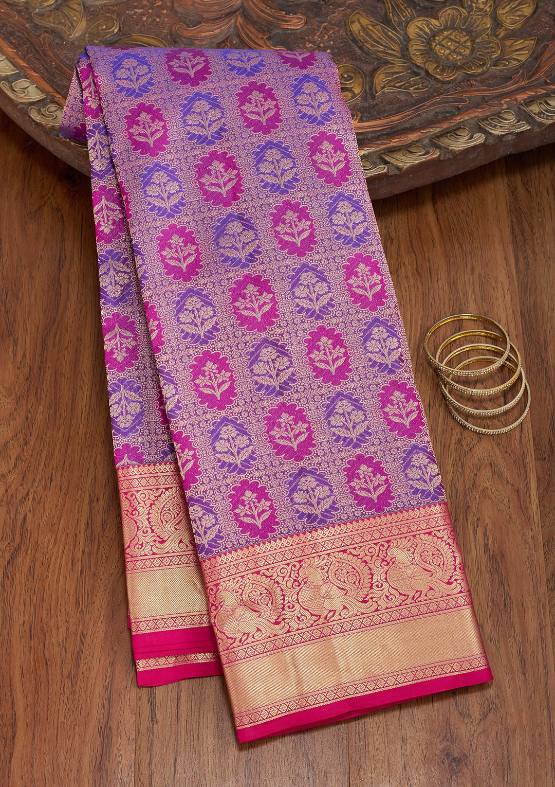 Purple Kanjivaram Pure Silk Saree