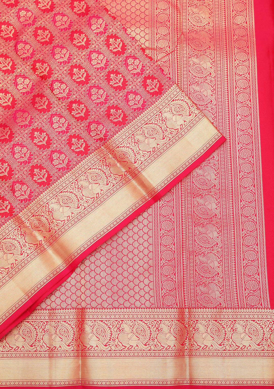 Rani Pink Zariwork Pure Silk Saree