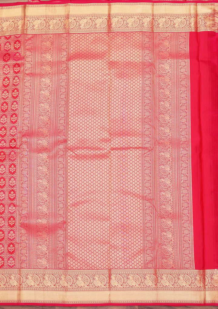 Rani Pink Zariwork Pure Silk Saree