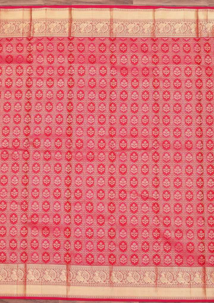 Rani Pink Zariwork Pure Silk Saree