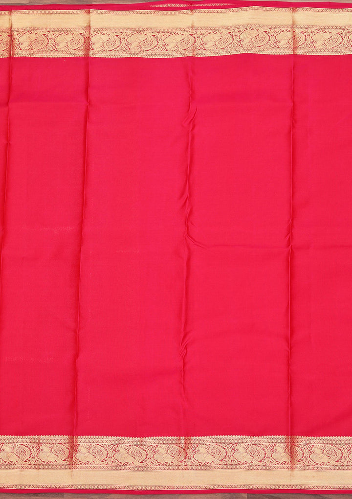 Rani Pink Zariwork Pure Silk Saree