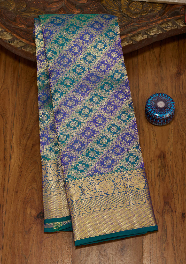 Sky Blue Zariwork (Gold) Silk Silk Saree