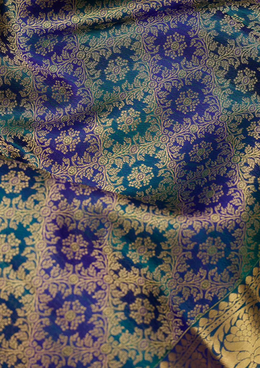 Sky Blue Zariwork (Gold) Silk Silk Saree