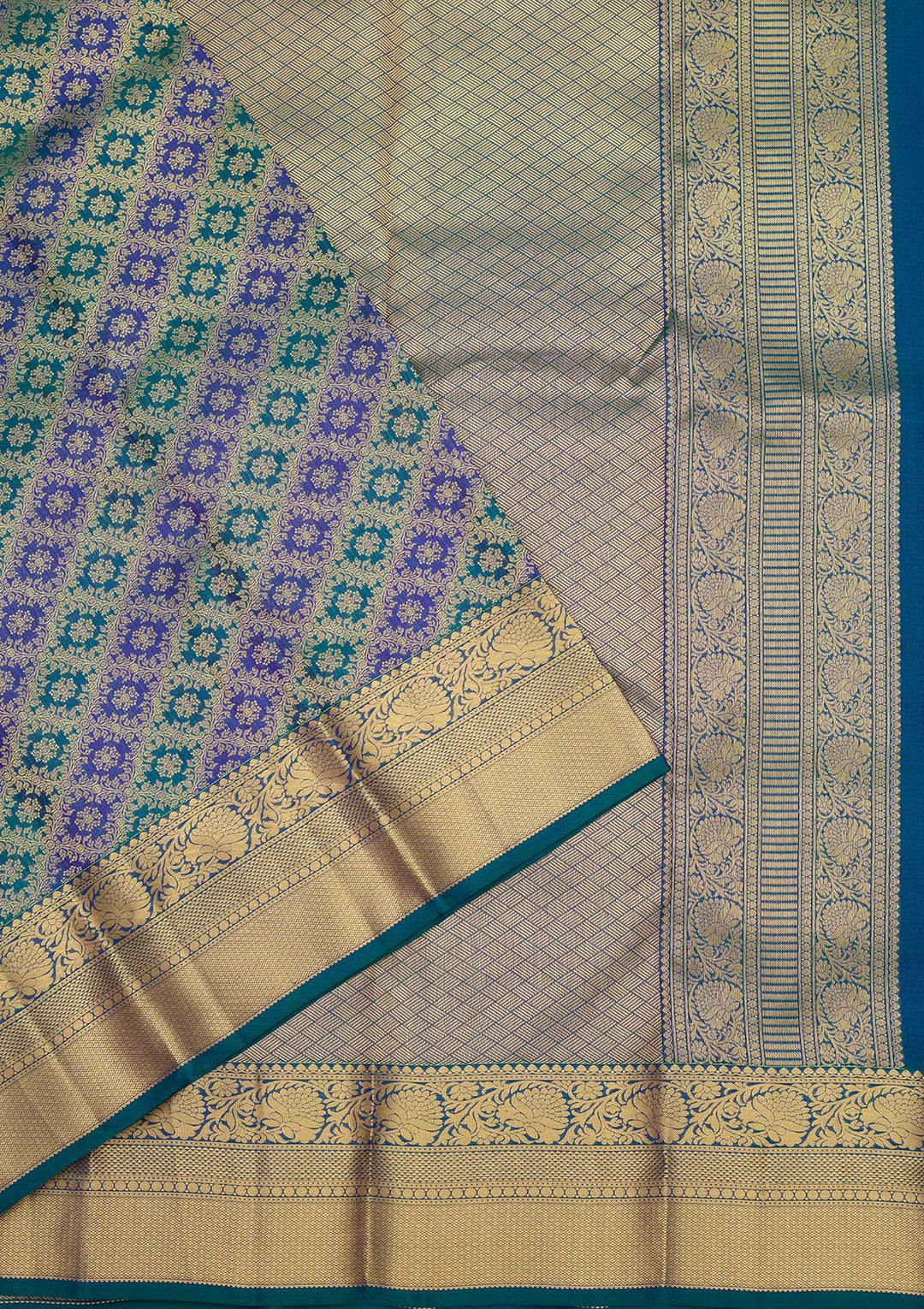 Sky Blue Zariwork (Gold) Silk Silk Saree