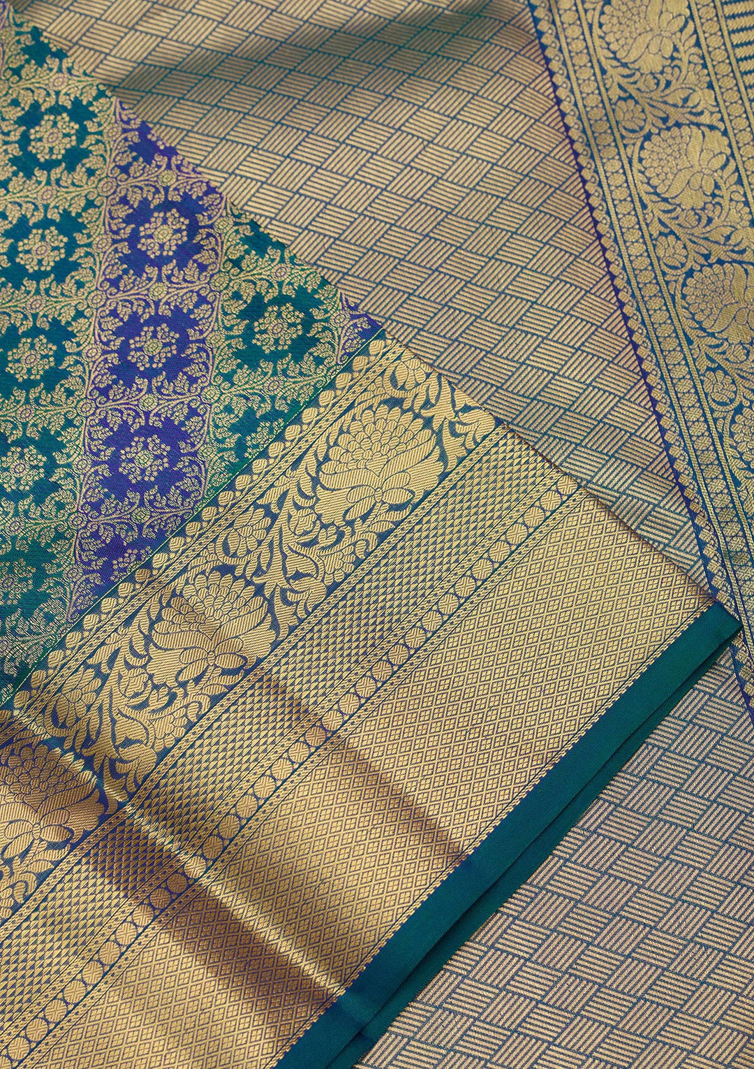 Sky Blue Zariwork (Gold) Silk Silk Saree