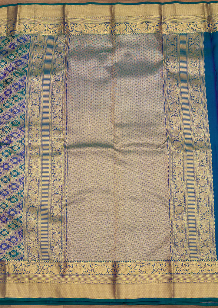 Sky Blue Zariwork (Gold) Silk Silk Saree