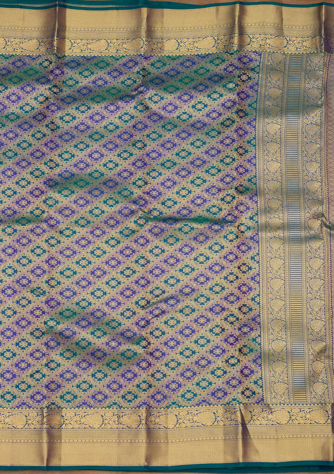 Sky Blue Zariwork (Gold) Silk Silk Saree
