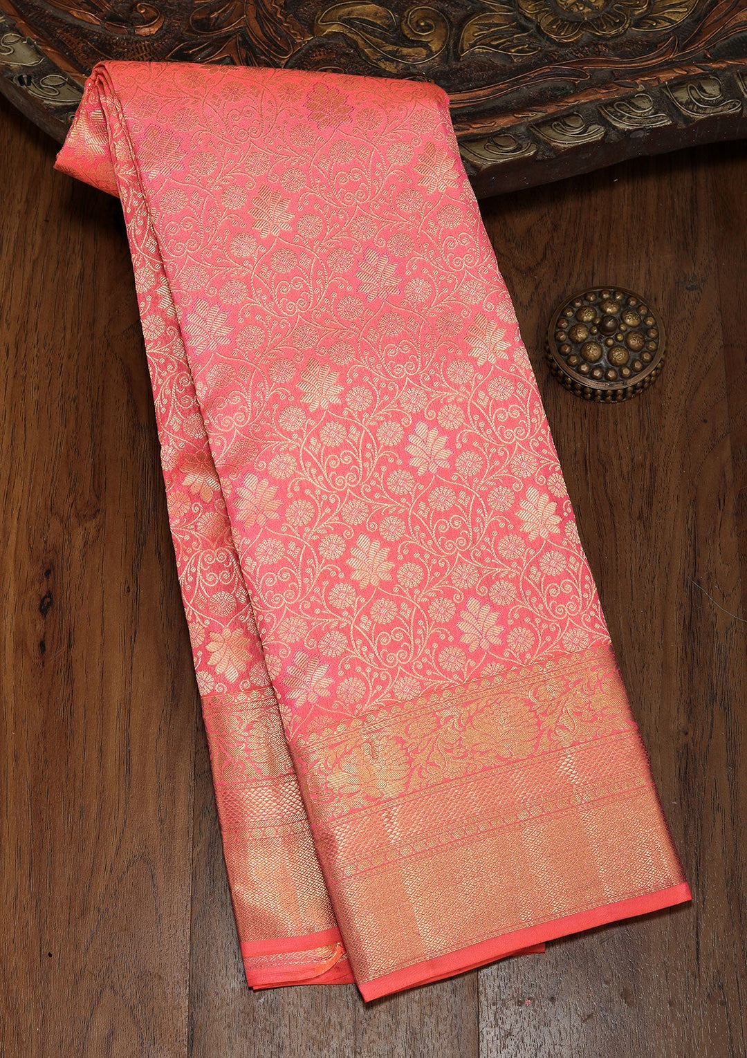 Onion Pink Zariwork Pure Silk Saree-koskii