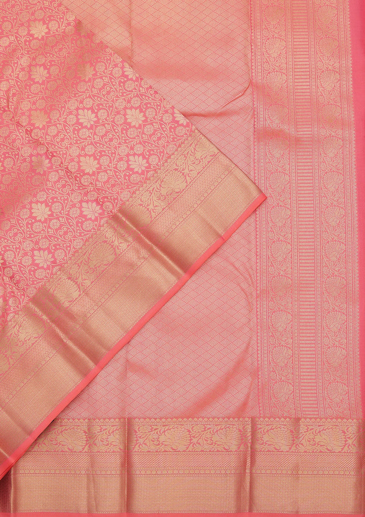 Onion Pink Zariwork Pure Silk Saree-koskii