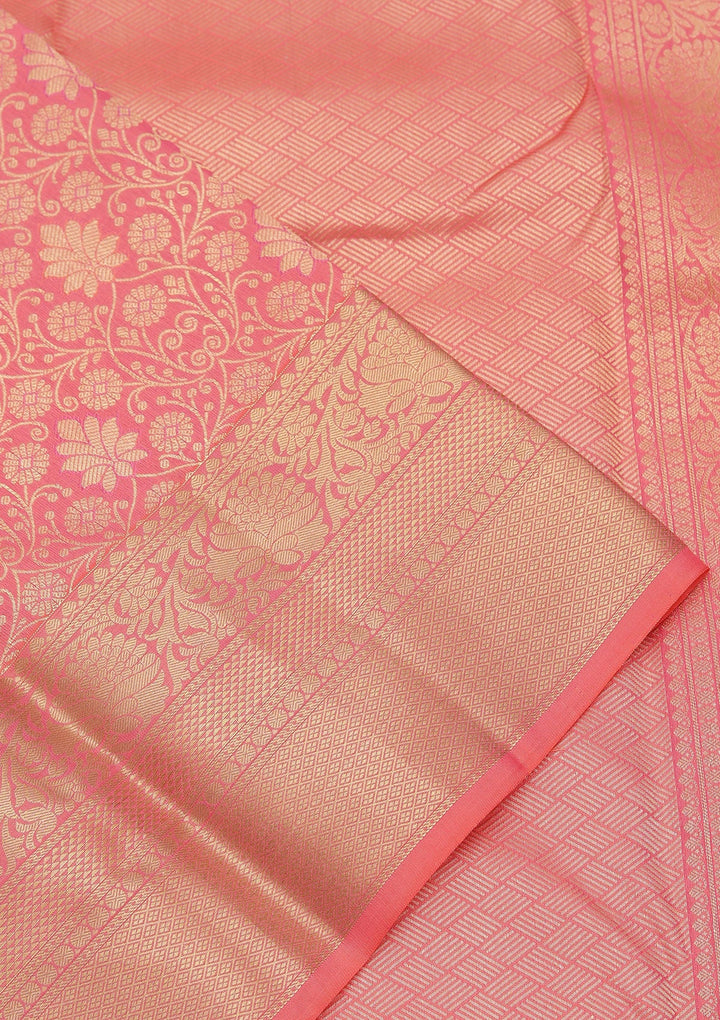 Onion Pink Zariwork Pure Silk Saree-koskii
