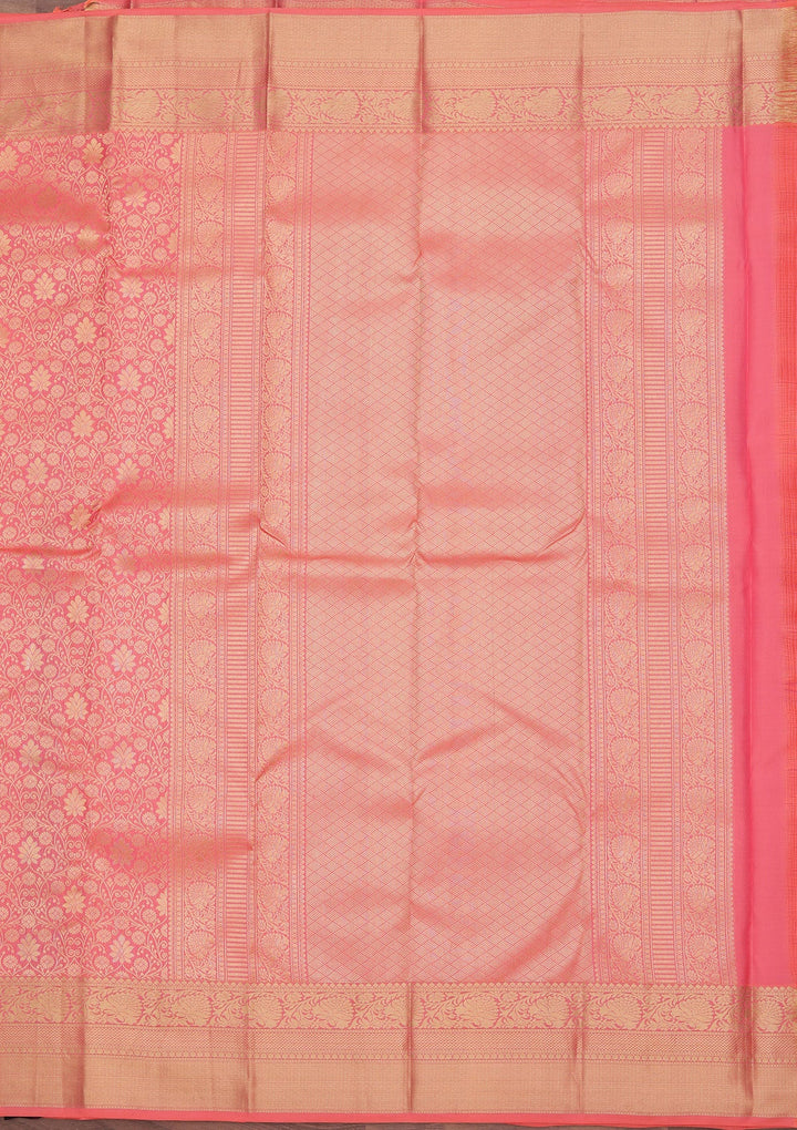 Onion Pink Zariwork Pure Silk Saree-koskii