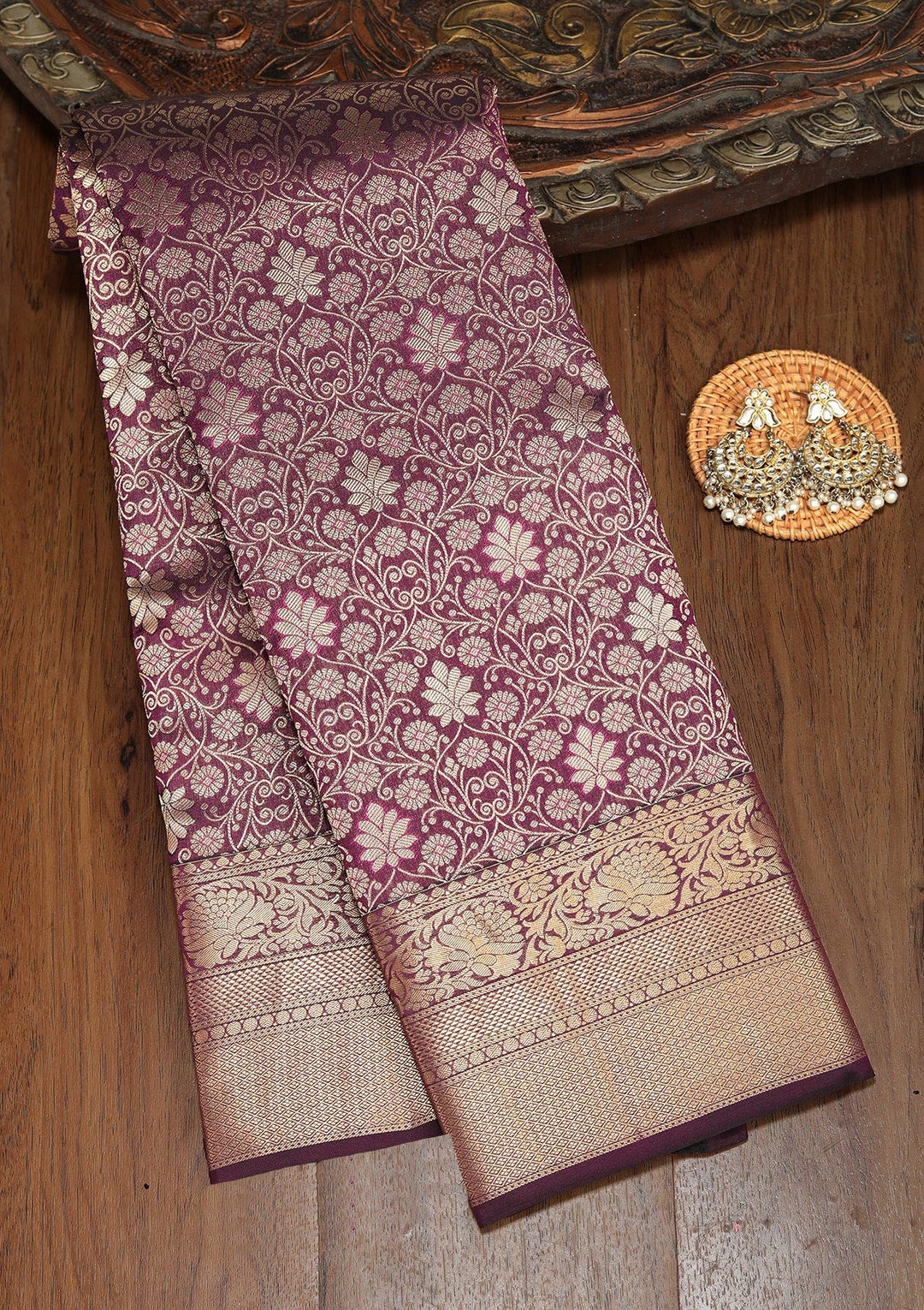 Purple Zariwork Pure Silk Saree-koskii