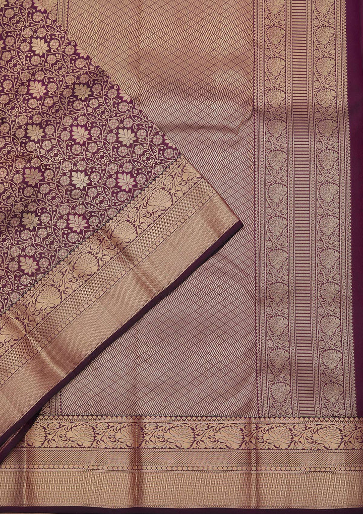 Purple Zariwork Pure Silk Saree-koskii