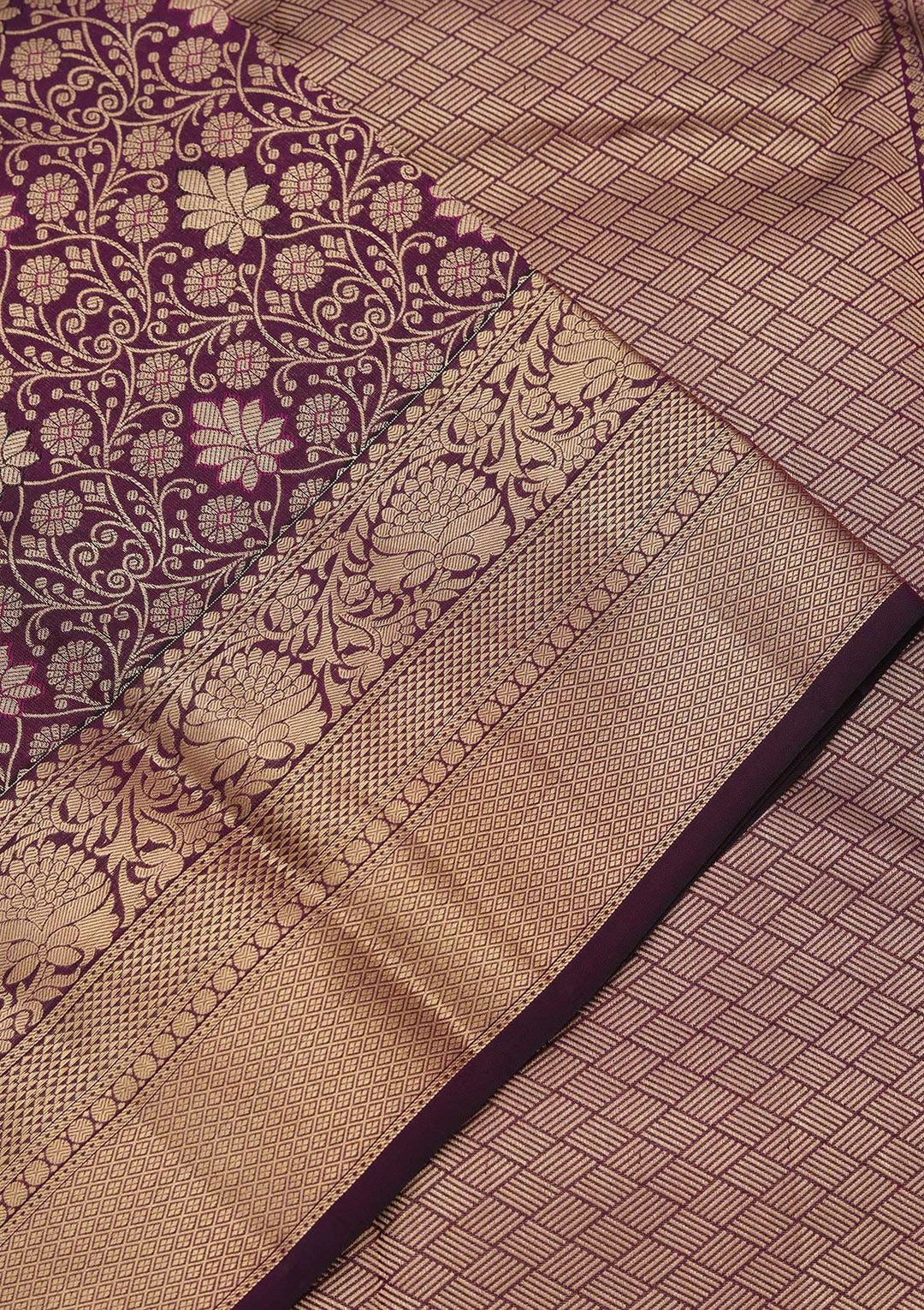 Purple Zariwork Pure Silk Saree-koskii