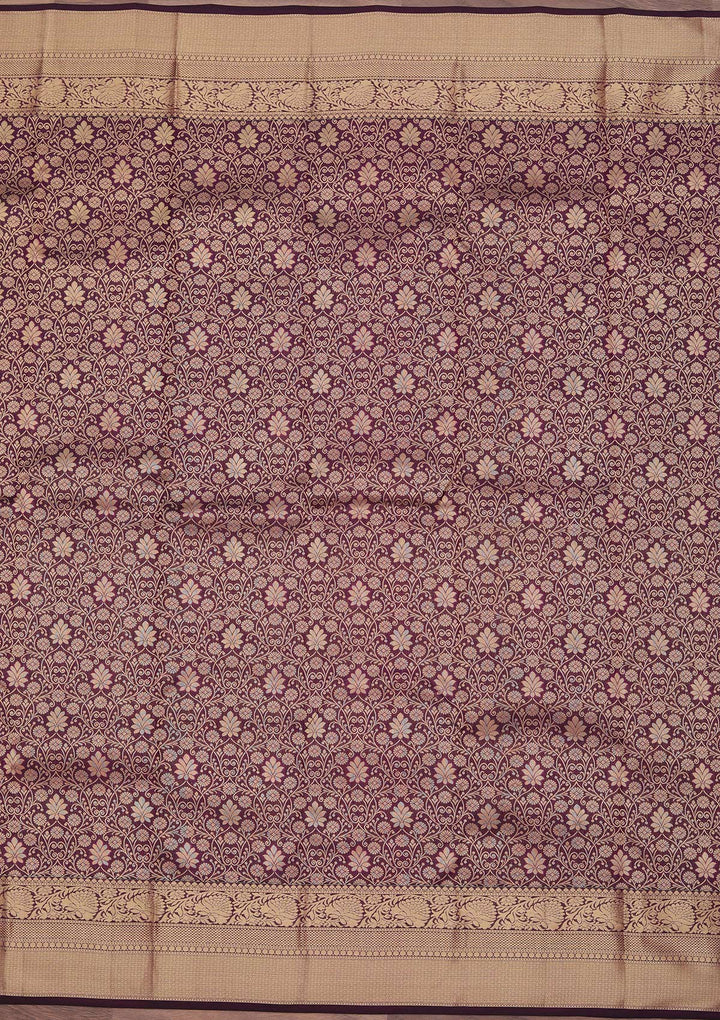 Purple Zariwork Pure Silk Saree-koskii