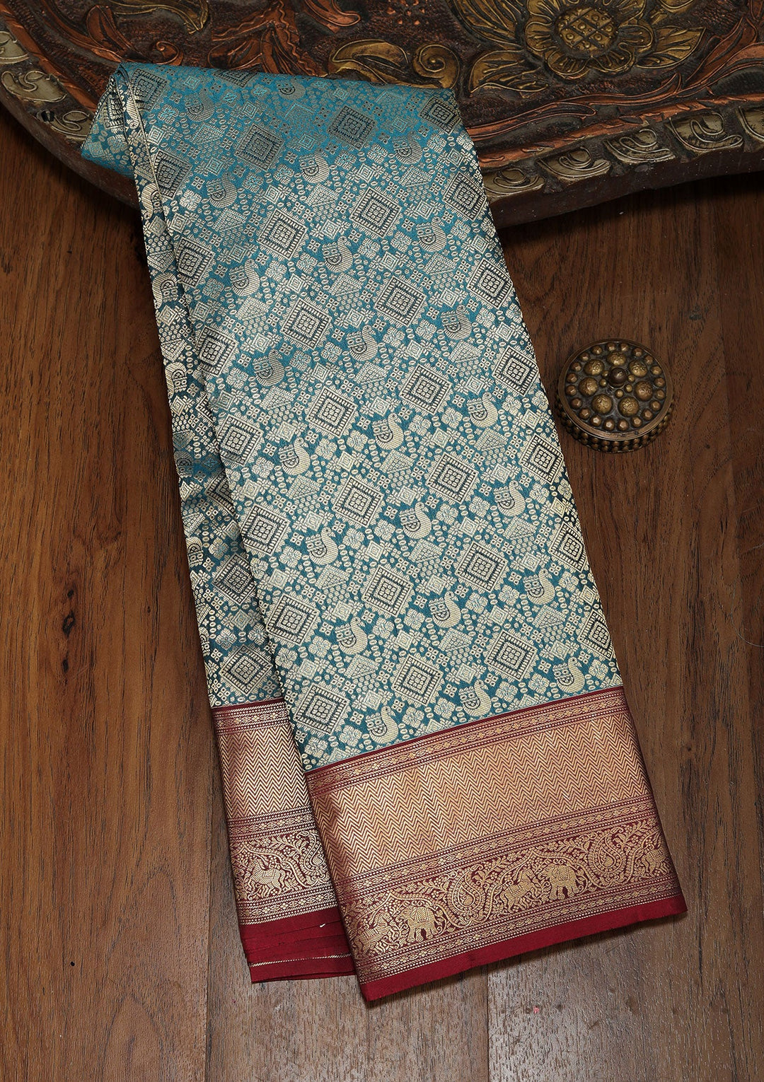 Rama Green Zariwork Pure Silk Saree